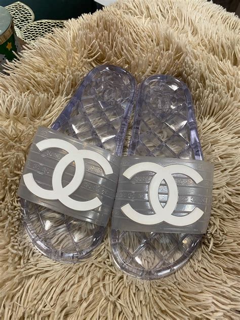 chanel mens slides|chanel clear pool slides.